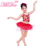 Fancy Kids Dance Clothes Floral Sequin Dress Matching Tulle Tutu Skirt