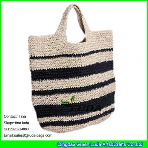 LUDA fashion striped handbags paper straw crochet straw tote bag wholesale