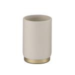 Cream Ceramic Bath Accessories Sets 6pcs Shower Dispenser With Gold Parts