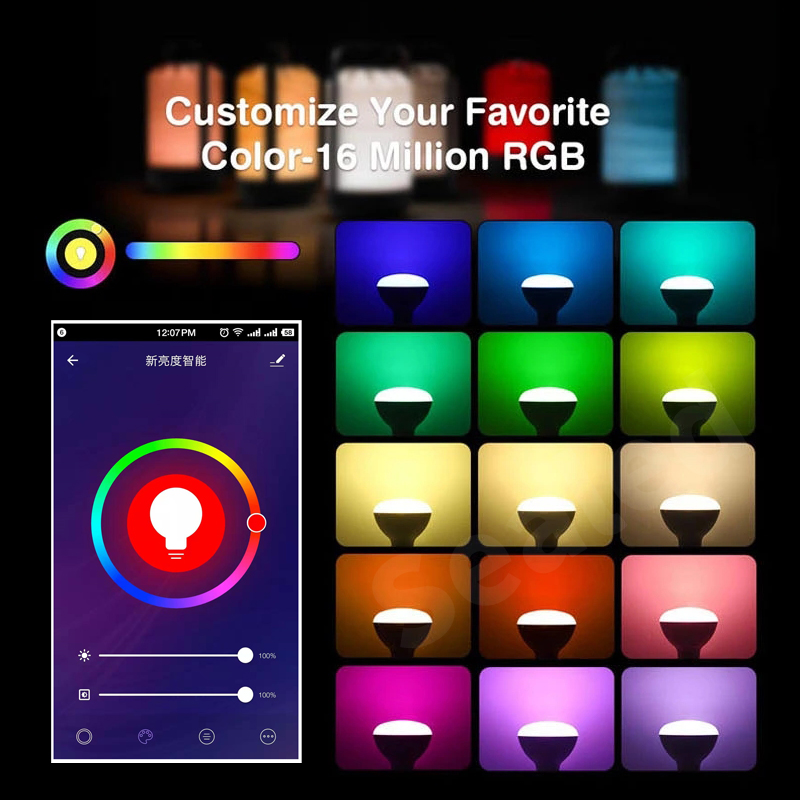 850LM RGB Smart WiFi LED Light 6000K 9W Tuya Led Bulb Phone App Control