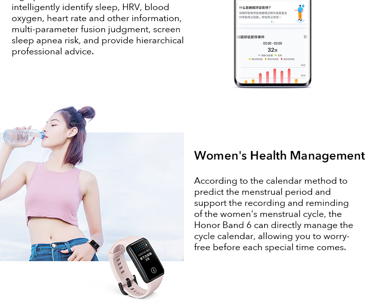 Honor Band 6 Standard Edition 1.47 Inch Full Screen 14 Days Using Support 10 Sports Heart Rate Monitor Smart Wristband