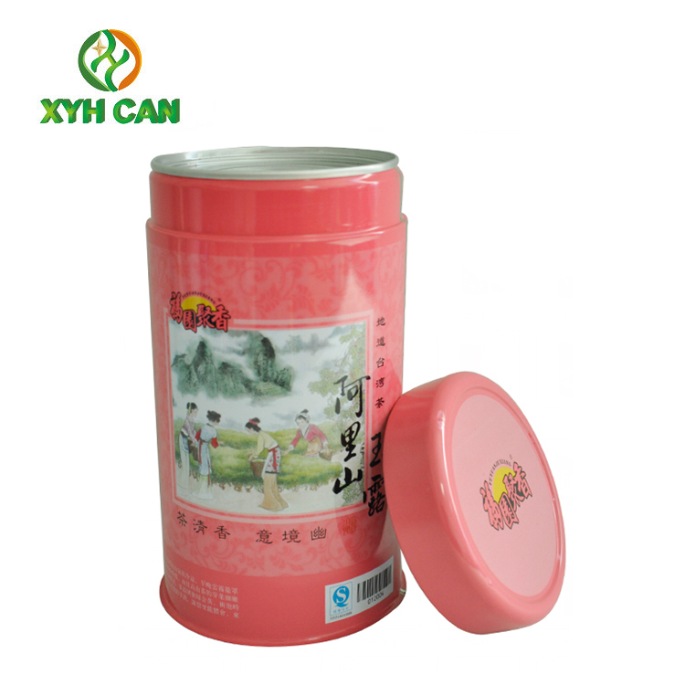 Tea Tin Can Fancy Color Round Food Tea Packaging Embossing FDA Certification