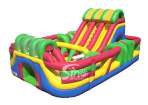 Wholesale Outdoor Commercial Giant Adrenaline Zone Inflatable Slide With Obstacles Inside For Kids N Children from china suppliers