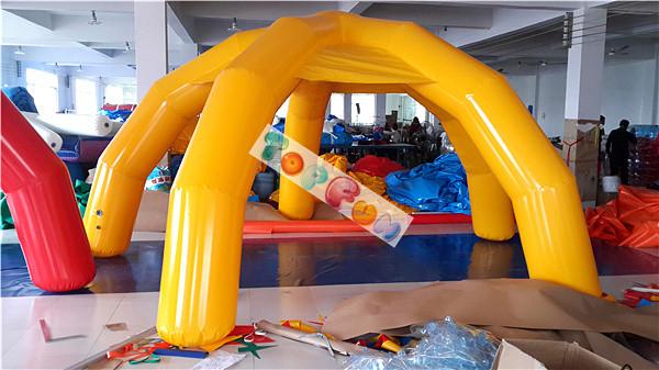 PVC Hot Air Sealed Inflatable Spider Tent / Airtight Frame Posts Yellow Event