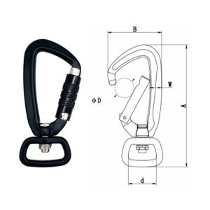 Wholesale Square Swivel Type Aluminum Climbing Carabiner Self Locking from china suppliers