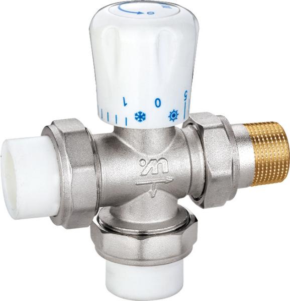 4506 Manually Tuned Three-Way Brass TRV Manifold Valve DN20 DN25 Nickel Plated