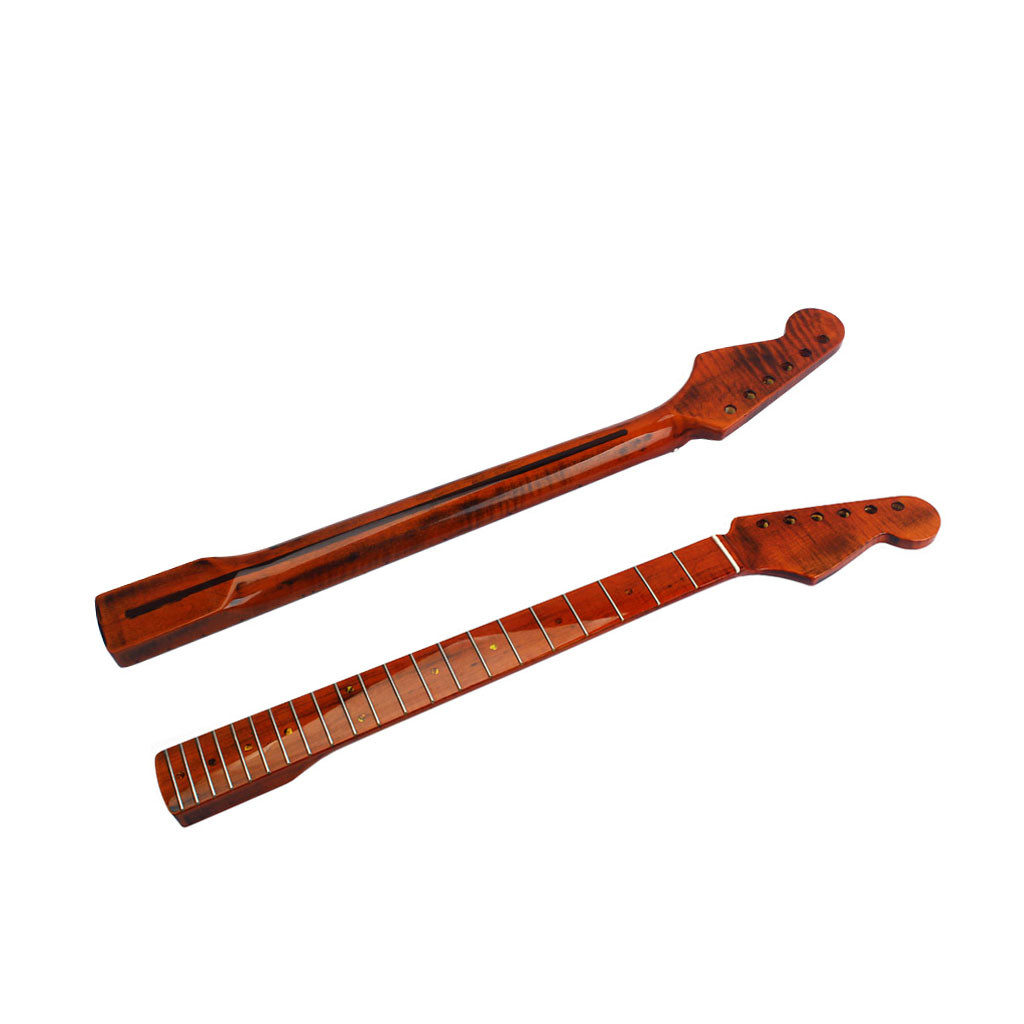 Brown High Gloss ST Electric Guitar Neck Tiger Flame Maple Fingerboard