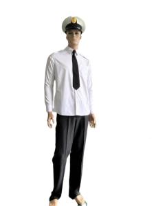Long Sleeve Security Uniform Professional White Shirt And Black Trousers Security Uniform With Tie For Police School Students