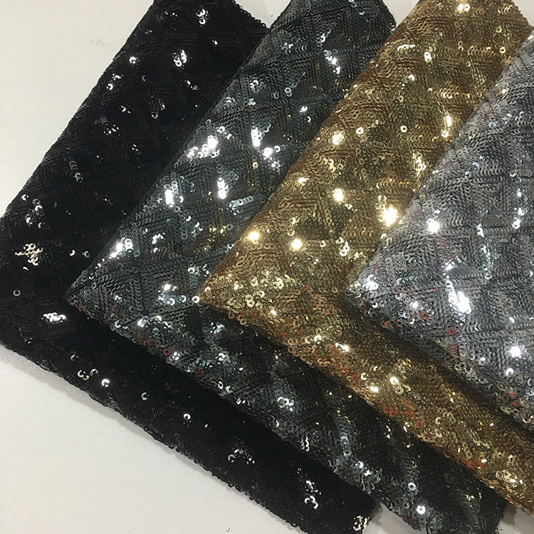 50"/52'' Width Champagne Sequin Fabric Fluorescent High Tear Resistance
