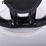 White Stripe Black Perforated Leather Mercedes Steering Wheel Carbon Fiber