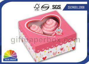 China Custom Printing Folding Cup Cake / Dessert Paper Box With Display Window on sale