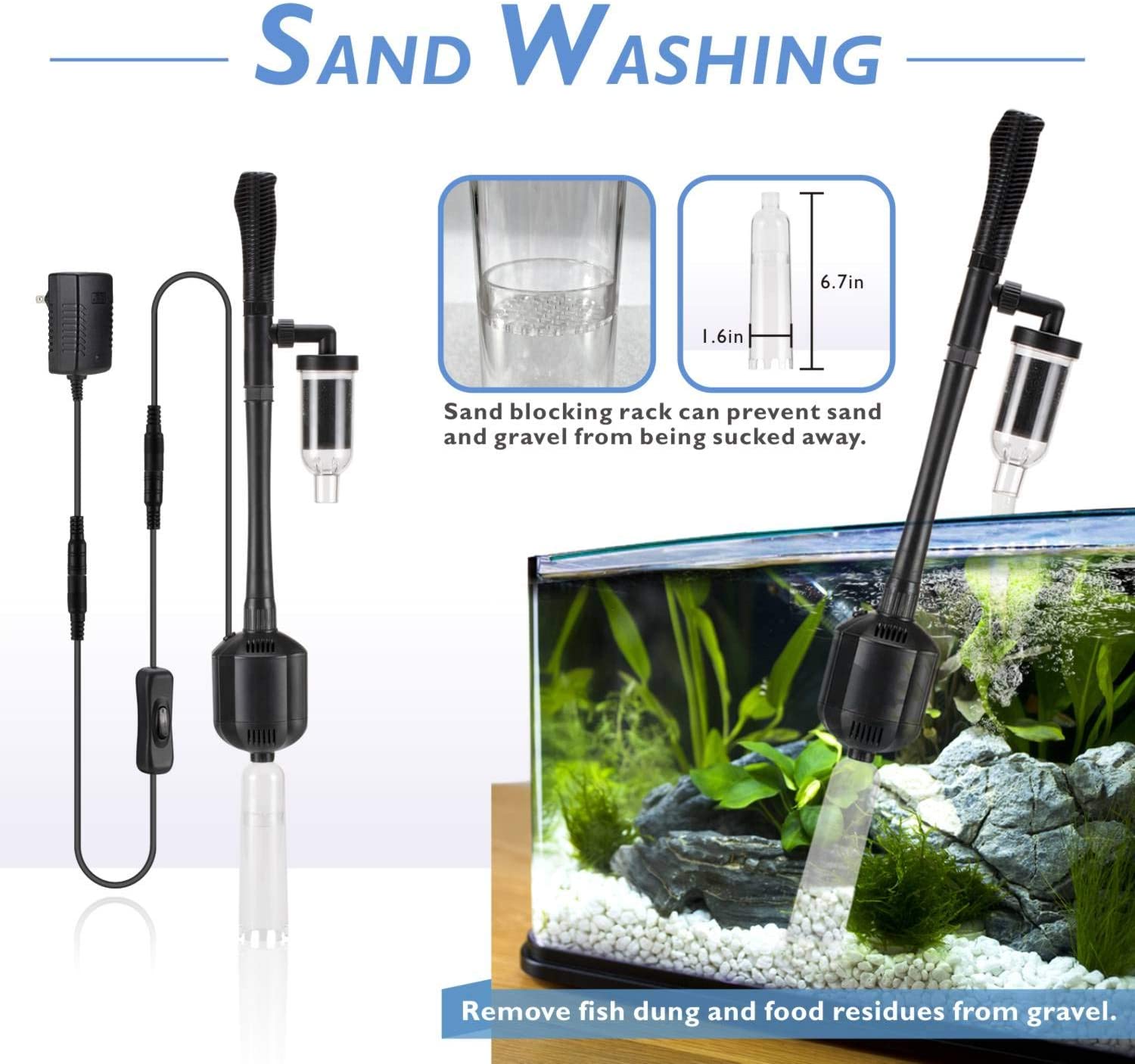 5 In 1 396GPH 12V Aquarium Gravel Cleaner