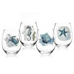 Household Soda Lime Handle Less Transparent Wine Glass Ocean Series Glass Gift