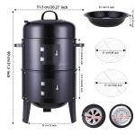 Outdoor Backyard Party Vertical Charcoal Smoker with High Pressure Protection