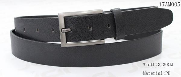 Pointed Belt Tip PU Mens Black Dress Belt Nickel Satin Zinc Alloy Buckle