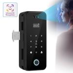 Aluminum ABS Tuya Smart Lock Face Recognition Fingerprint Frameless Glass Door