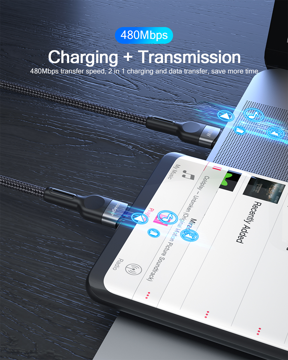 Essager Mobile Fast Charging C Type Cable 100W 5A 0.5M 1M 2M