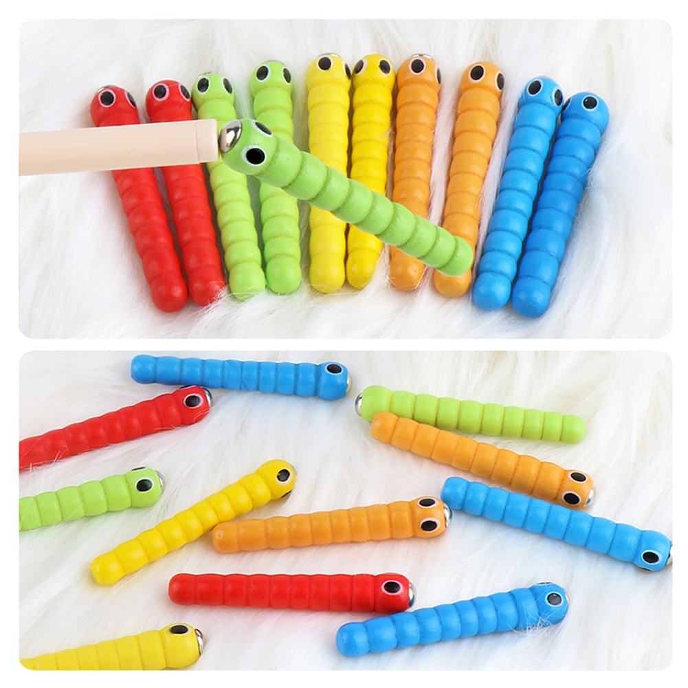 Wooden Bug Catching Game 5 Worms 1 Wooden Toys Accessories Montessori Educational Toys