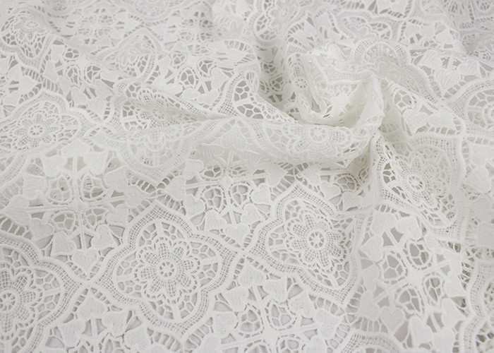 Dyeing Milk Fiber Chemical Polyester Vintage Lace Fabric With Floral Geometric Figure