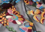 Floral Multi Colored Lace Fabric Used Polyester Yarn Embroidered On Nylon Mesh