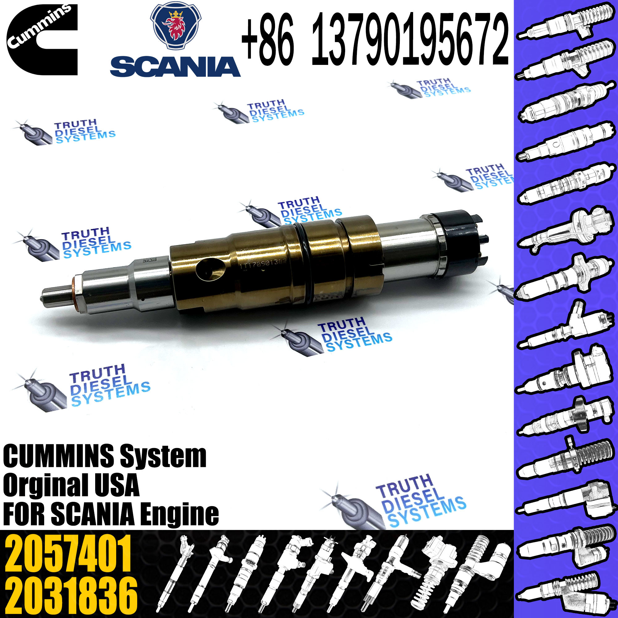 Diesel Engine Common Rail Fuel Injector 2057401 2872544 2897320 1933613 2030519 For Cum-mins SCANIA