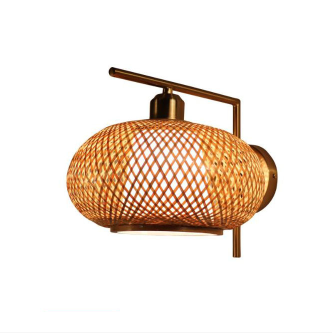 Nodic Woven Bamboo Rattan Wall Lights For Bedroom Living Room Decoration