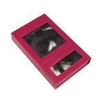 Custom made matt black paper gift two clear window packaging box for hair