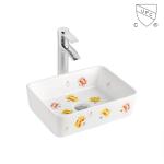 Commercial Table Top Bathroom Utility Sink Ceramic Red And Black Wash Basin