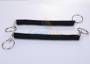 China Bungee Black PU Coiled Lanyard Cord , 3.0 MM Dia Retractable Tool Lanyard on sale