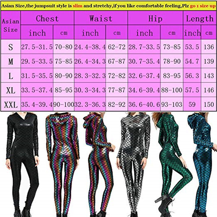 Women's Sexy Fish Scale Jumpsuit Colorful Lightweight High Elasticity Fabric