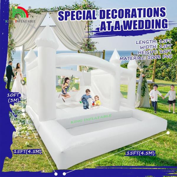 Kids Jumping Bounce Slide White Inflatable Wedding Bouncy House With Ball Pit