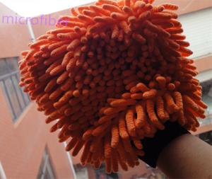 Wholesale yellow blue colorful 16 * 21cm hair height 3cm microfiber big chenille car cleaning glove from china suppliers