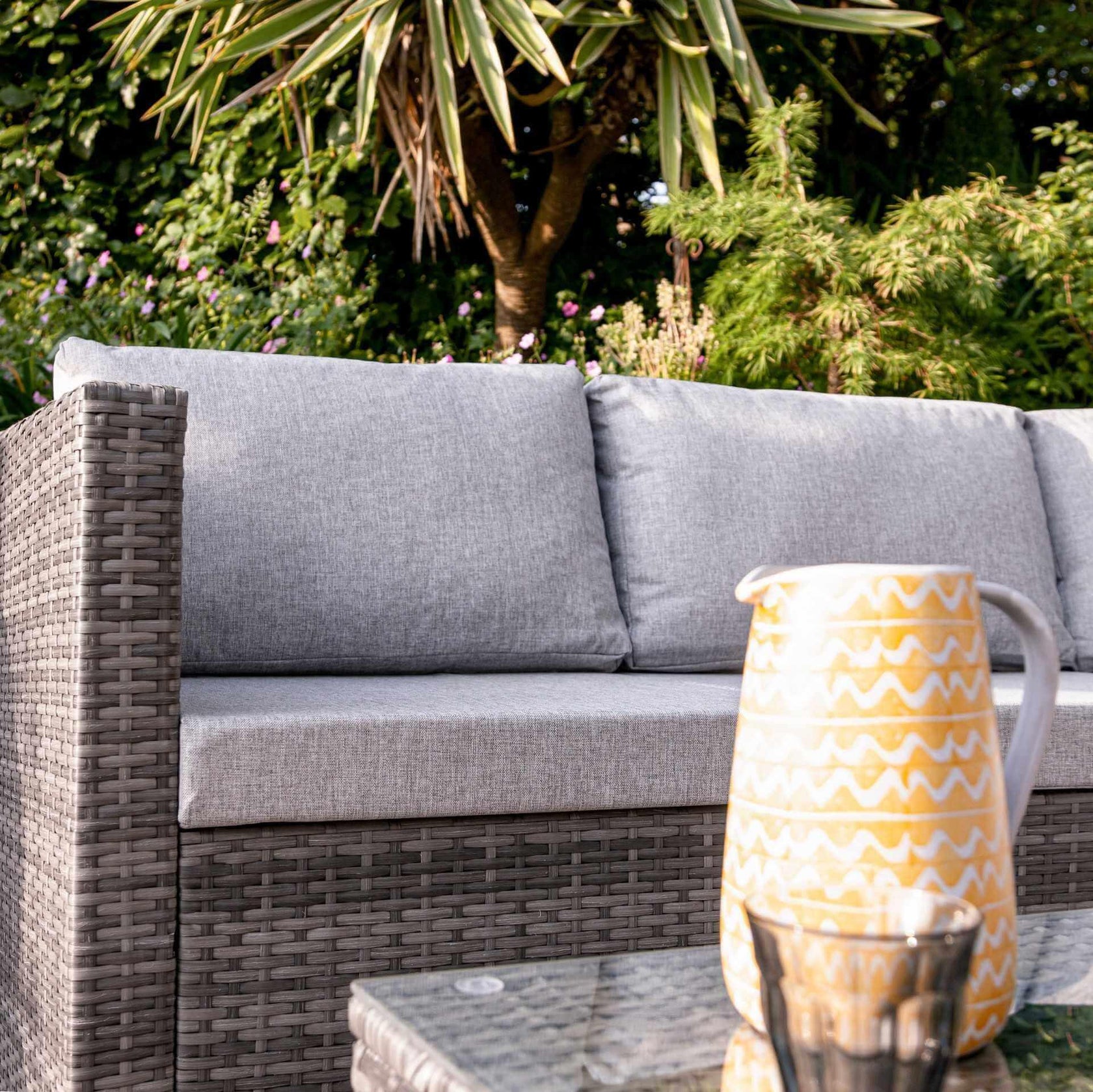 Leisure Outdoor AJUNION 4 Seat Wicker Rattan Garden Furniture Sofa Corner Lounge Set