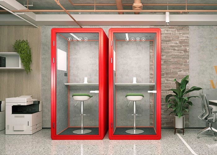Clear glass 10mm laminated glass indoor acoustic booth silent cabin phone booth for single person