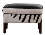 Rectangular Real Cowhide Leather Ottoman Footstool Defaico Furniture