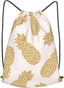 China Pineapple Gold Gym Waterproof Drawstring Backpack For Yoga Sport Travel on sale