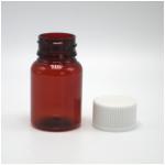 40ml/1.3oz Amber PET Pill Capsule Fish Oil Bottle with Silver Aluminum Screw Cap