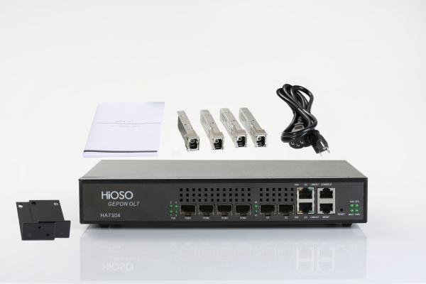 HiOSO HA7304 4 PON OLT AC100-240V Metal Case Pizza Box EPON OLT Compatible With