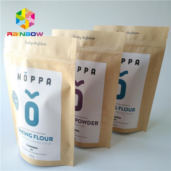 No Pollution Heat Seal Food Packaging Stand Up Kraft Paper Zipper Bag For Nuts /