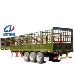 Manufacture AOTONG 3 Axles Fence Dry Cargo Semi Truck Trailer for Animal