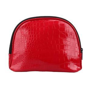 Wholesale Girl PU Red Leather Makeup Bag Zip Around With Separate Compartments from china suppliers