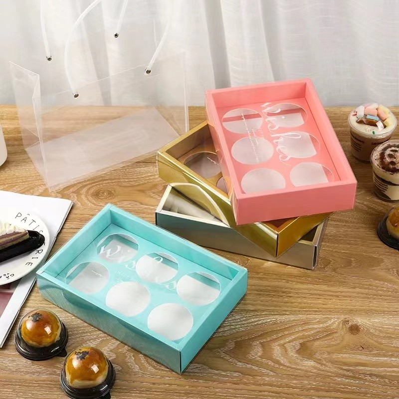 CMYK PMS Recycled Paper Gift Box 6 Compartment Cupcake Container
