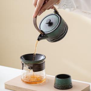 Wholesale Elegant Handcrafted Ceramic Kung Fu Tea Set with Lifting Beam Pot and Tea Kettle Bone from china suppliers