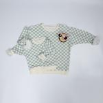 230gsm Family Matching Clothes Set French Terry Crew Neck Long Sleeve Checkered