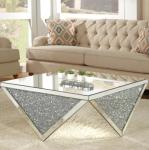 Unique Diamond shape Coffee Table with Crushed Diamonds Inlay