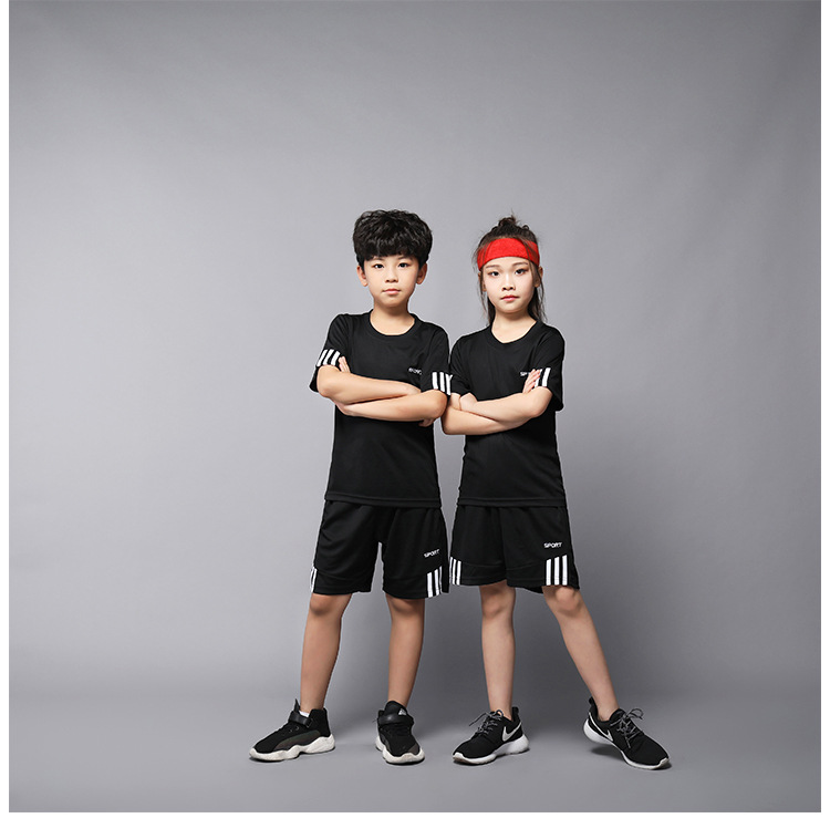 Sports suit for children football suit for active men children running fast dry clothes loose breathable short sleeves