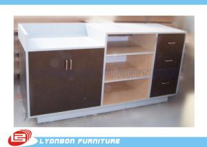 Wholesale MDF Laminated Shop Cash Counter With Drawers , Common Style Retail Desk Counter from china suppliers