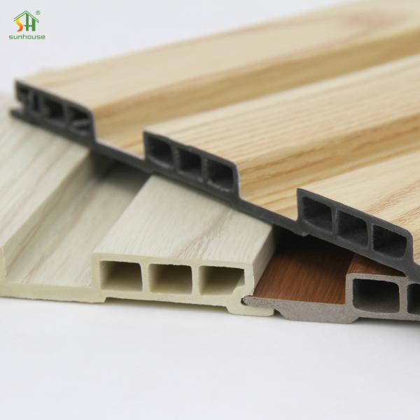 Impact Resistance Wpc Fluted Wall Panel Scratch Resistance Triple-Hole