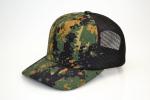 Camouflage Low Profile Camo Trucker Hat , Cotton Sweatband Woodland Trucker Mesh