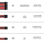 Green Sleeved Cables PSU Extension Cable Kit with 30CM Sleeved 24-PIN 8-PIN 6